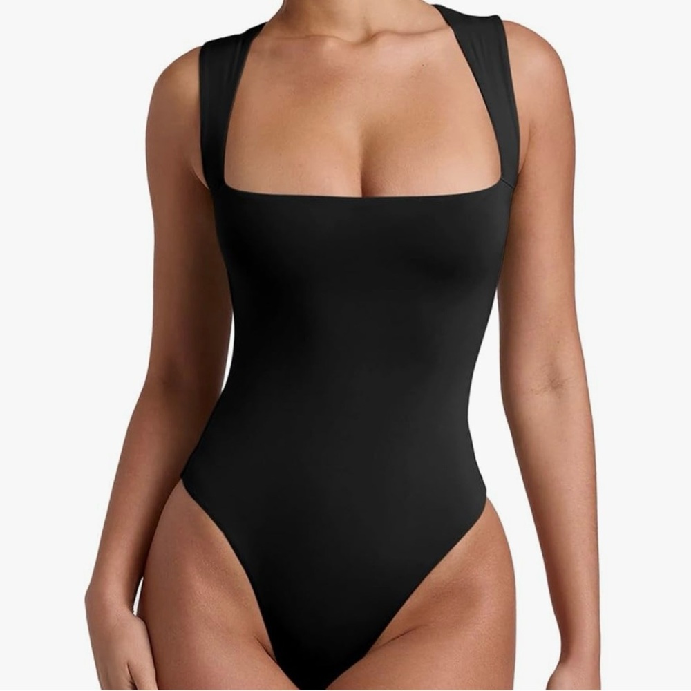 NWT/REORIA/Sexy Sleeveless/Square Neck/Black/Thong/Bodysuit/Size: XS - Picture 1 of 14